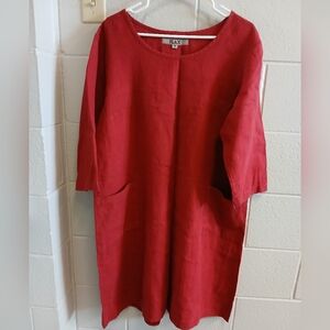 Vintage FLAX Pullover Oversize Dress, sz Med.  100% Linen.